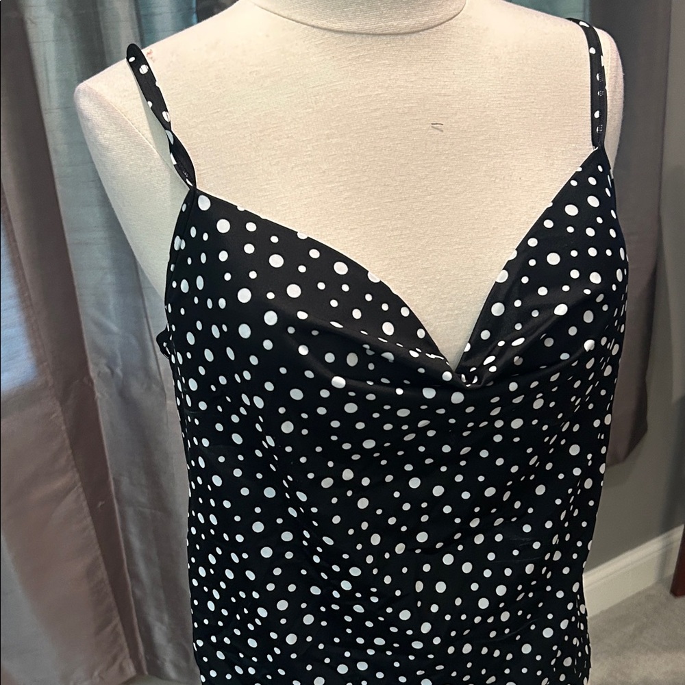 Victoria's Secret Black and White Polka Dot Swim Tankini Top  size 38C - Picture 2 of 13